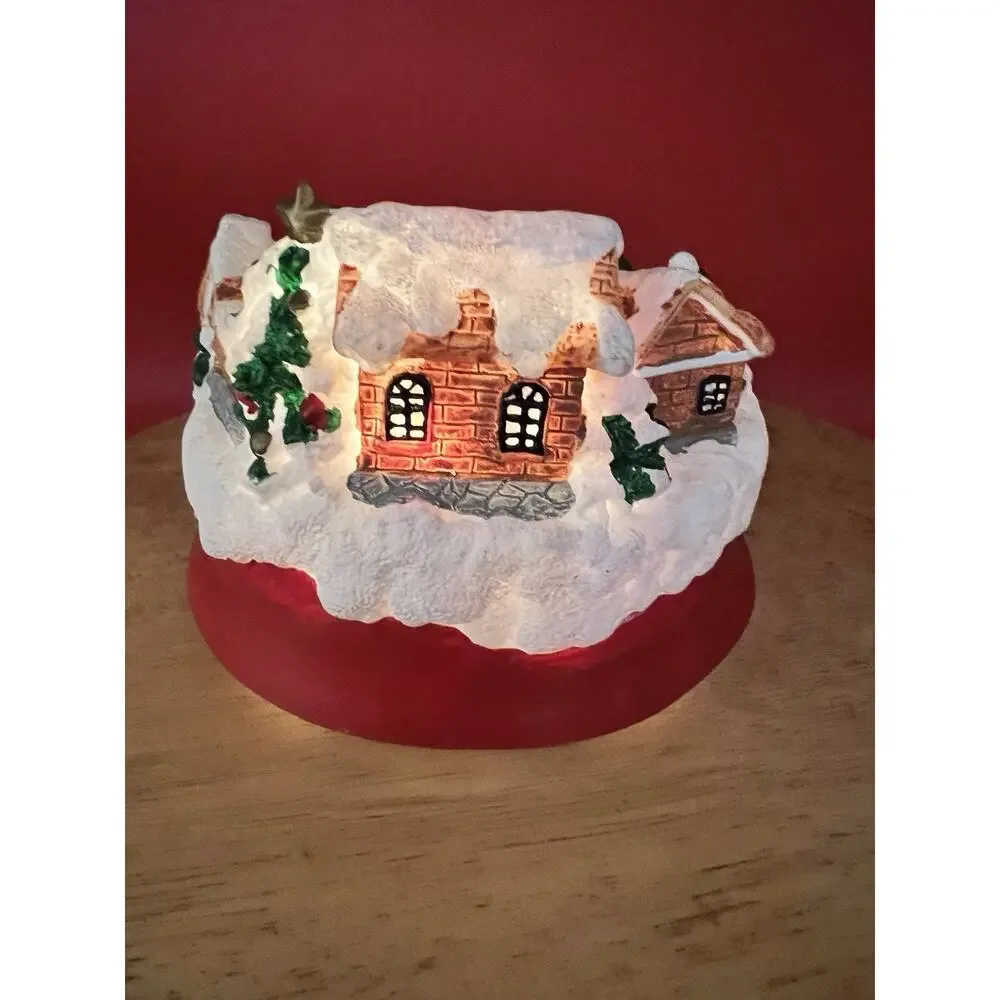 Vtg Animated Skating Mirror Pond Skaters Musical Christmas Scene Music Works